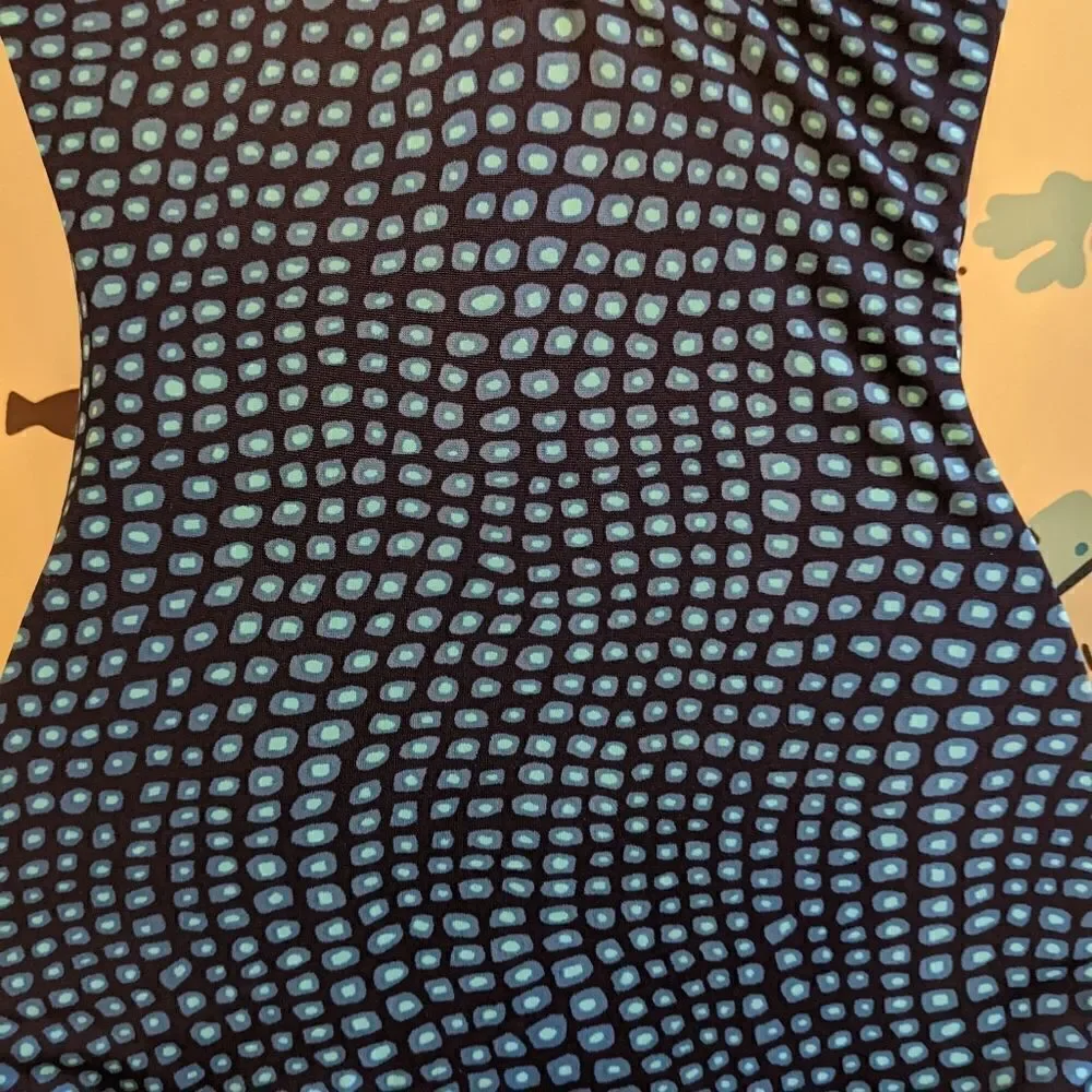 Jantzen Strappy Navy Blue One Piece Swimsuit with Teal Dots Size 10